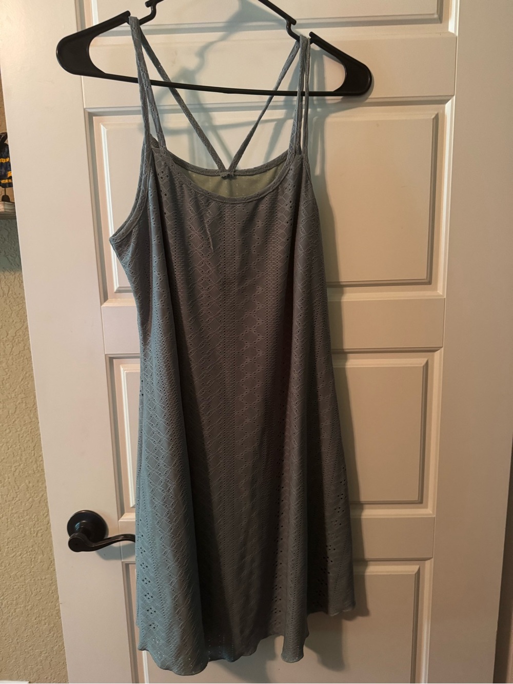 Green Eyelet Slip Dress with Crisscross Straps